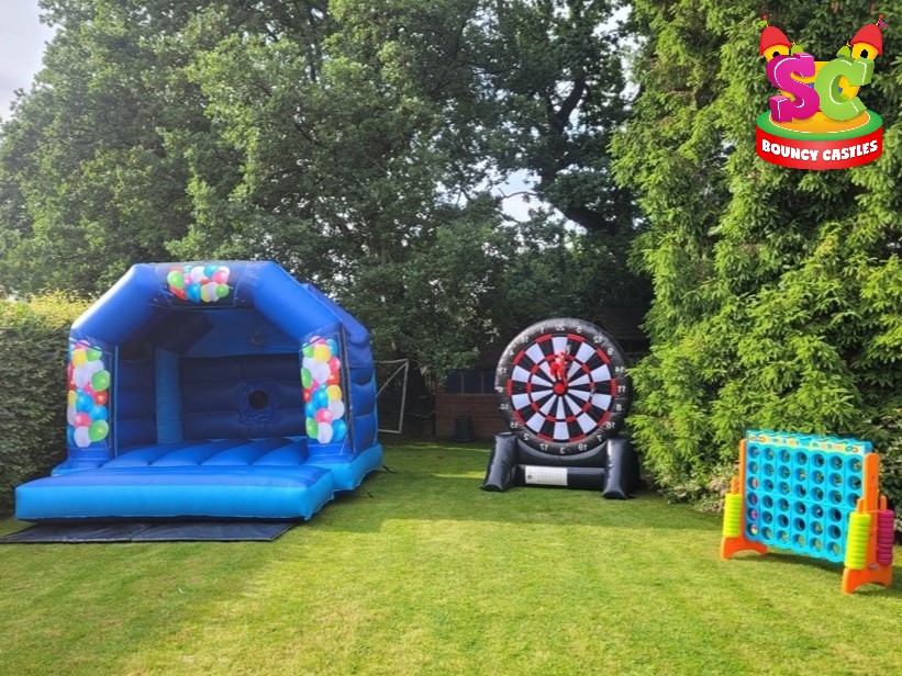 Large bouncy castle hire in Chesterfield and Sheffield garden Large bouncy castle hire in Chesterfield garden